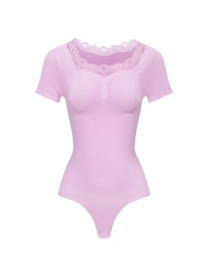Foto van product cfab Shapingbody 'Lace T-Shirt Bodysuit Sculpting Shapewear with String' orchidee