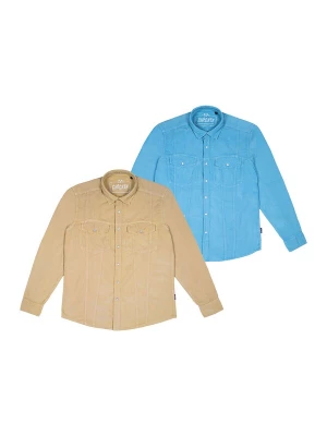 Foto van product Checker Overhemd ' Dynasty Cord ' camel / lichtblauw