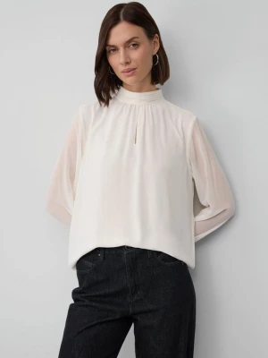 Foto van product Chiffon blouse met voering en plooidetail op de kraag s.Oliver crème