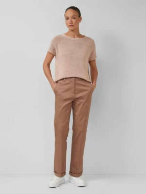 Foto van product Chino-broek met omslag in katoensateen s.Oliver bruin