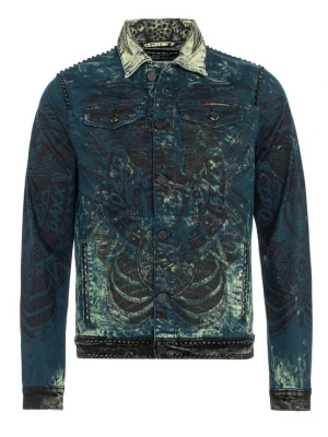 Foto van product CIPO & BAXX Tussenjas donkerblauw / bruin / groen