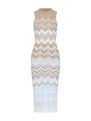 Foto van product Cloud5ive Gebreide jurk camel / pastelblauw / wit