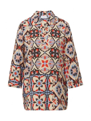 Foto van product comma casual identity Blouse lichtblauw / lichtoranje / donkeroranje / zwart
