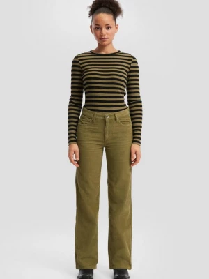 Foto van product Corduroy broek met wijde pijpen QS groen