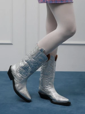 Foto van product Cowboy- / Bikerlaarzen Ganni zilverkleurig