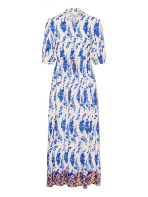 Foto van product Cream Blousejurk 'CRAlora' camel / blauw / neonblauw / wit