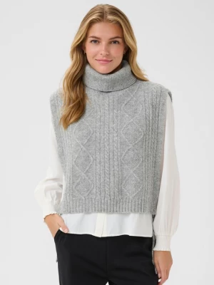 Foto van product Cream Gebreide bodywarmer 'Frina' grijs gemêleerd