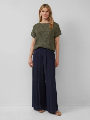 Foto van product Crêpe broek met wijde pijpen met plooien s.Oliver blauw