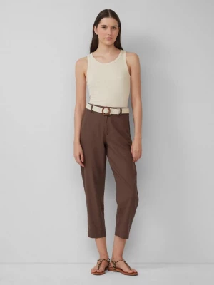 Foto van product Cropped chino's van linnenmix met gevlochten riem s.Oliver bruin