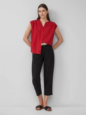 Foto van product Cropped chino's van linnenmix met gevlochten riem s.Oliver zwart