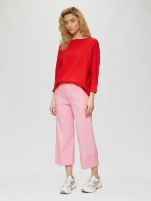 Foto van product Denim broek / normale pasvorm / hoge taille / wijde pijp / geperste plooien s.Oliver roze