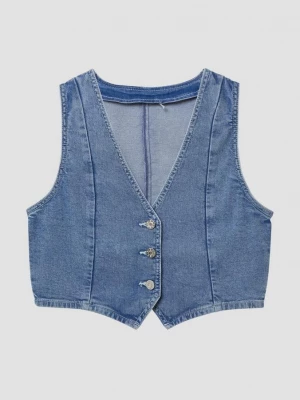 Foto van product Denim gilet met glitterafwerking s.Oliver blauw