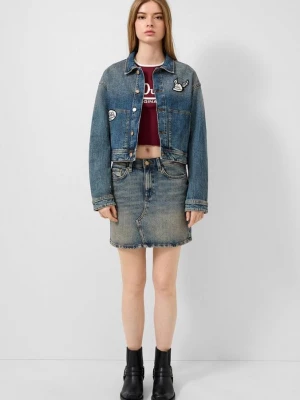 Foto van product Denim rok met borduursel | QS x Von Dutch blauw