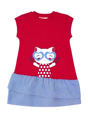 Foto van product Denokids Jurk 'Cat & Heart' navy / blauw denim / grenadine / wit