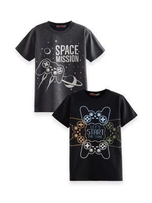 Foto van product Denokids Shirt 'Start Game' grijs gemêleerd / groen / zwart / wit