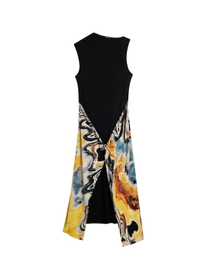 Foto van product Desigual Gebreide jurk lichtbeige / saffier / curry / zwart