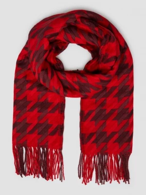 Foto van product Doek met pied-de-poule motief en artwork s.Oliver rood