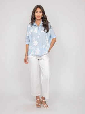 Foto van product Dona Lisa Blouse 'Blouse manches longues broderie OPEYA' aqua