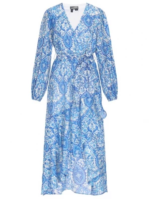 Foto van product DreiMaster Vintage Jurk azuur / royal blue / koningsblauw / wit