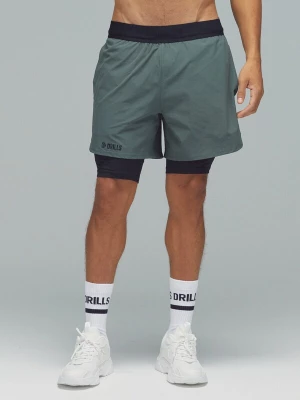 Foto van product DRILLS Apparel Sportbroek 'XFUNCTION 2-in-1 Shorts' donkergroen