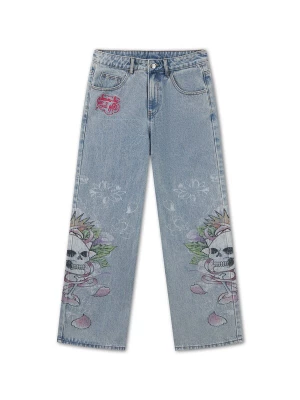Foto van product Ed Hardy Jeans 'Cherry Skull' lichtblauw / groen / rood / zwart