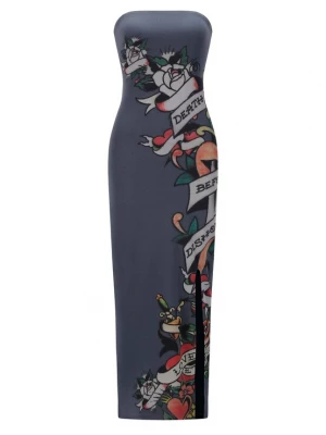 Foto van product Ed Hardy Jurk donkerblauw / lichtgrijs / oranje
