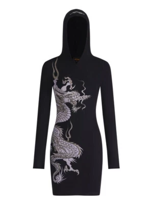 Foto van product Ed Hardy Jurk 'Rotes Drachen' grijs / zwart / wit