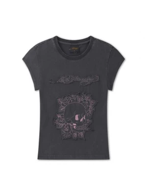 Foto van product Ed Hardy Shirt 'Blumen-Totenkopf' donkergrijs / rosa