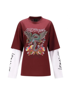 Foto van product Ed Hardy Shirt donkerrood / zwart / wit