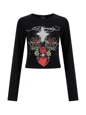 Foto van product Ed Hardy Shirt grijs gemêleerd / oranjerood / zwart / wit