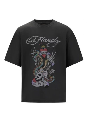 Foto van product Ed Hardy Shirt 'New York City Diamante' blauw / rood / zwart / wit