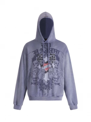 Foto van product Ed Hardy Sweatshirt indigo / violetblauw / watermeloen rood / zwart