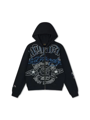 Foto van product Ed Hardy Sweatvest 'Gothic Roses' blauw / zwart / wit