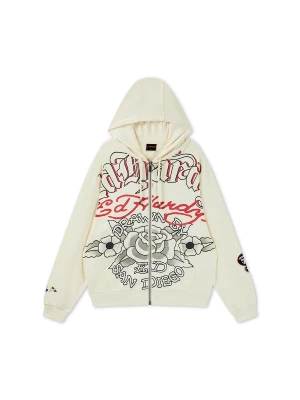 Foto van product Ed Hardy Sweatvest 'Gothic Roses' ecru / pastelblauw / rood / zwart