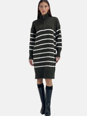 Foto van product Elara Gebreide jurk donkergroen / wit