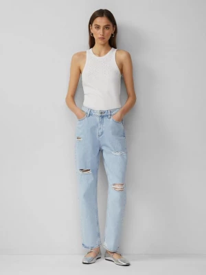Foto van product Enkeljeans Tizie / slim fit / high rise / tapered leg / details met een destroyed look QS blauw