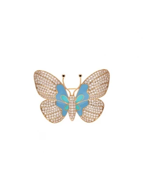 Foto van product NAEMI Broche turquoise / lichtblauw / goud / transparant