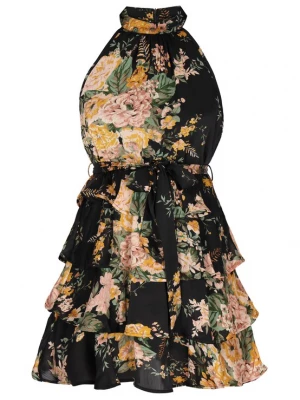 Foto van product faina Cocktailjurk geel / groen / zwart