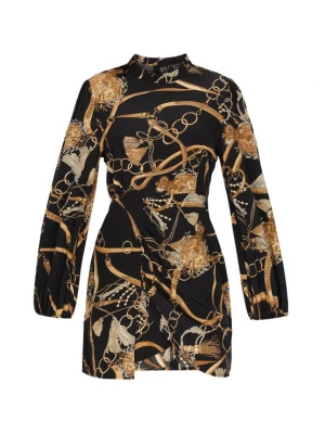 Foto van product faina Cocktailjurk lichtbeige / karamel / pueblo / zwart