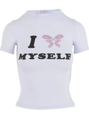 Foto van product Felicious Shirt 'Love Yourself' eosine / zwart / offwhite