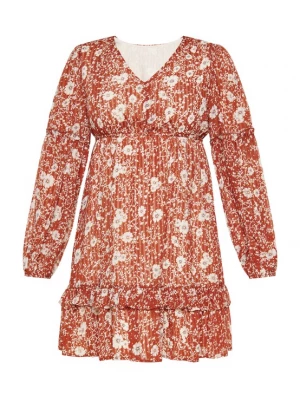 Foto van product Usha Jurk 'Fashion Look' roestbruin / wit