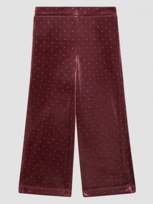 Foto van product Fluwelen broek met wijde pijpen en strass-steentjes s.Oliver rood