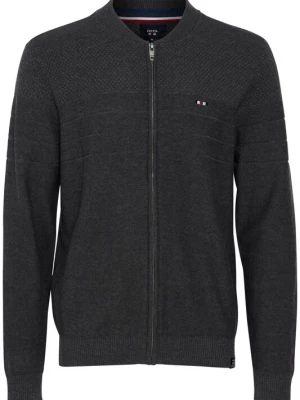 Foto van product FQ1924 Gebreid vest 'Sabato' navy / grijs / bloedrood / wit