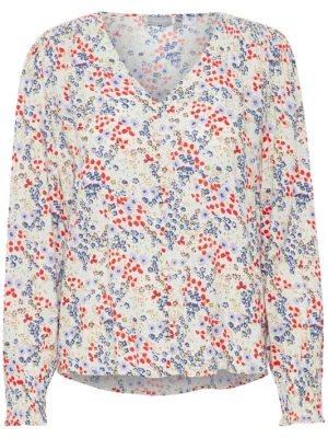 Foto van product Fransa Blouse 'Flowy' beige / blauw / grijs / rood