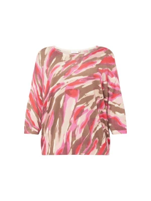 Foto van product Fransa Curve Trui 'LOUISA' beige / olijfgroen / pink