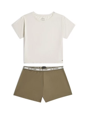 Foto van product G-STAR Korte pyjama 'Tee and Short Pyjamas Set' olijfgroen / gemengde kleuren / wolwit
