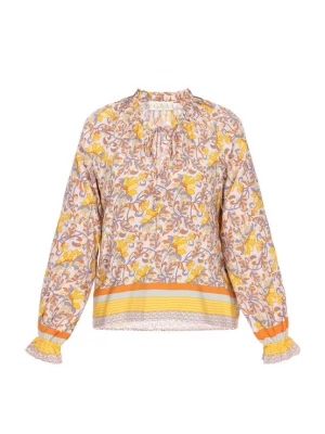 Foto van product Gaya Blouse 'Fashion Look' crème / hemelsblauw / geel / donkeroranje
