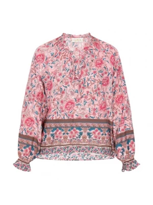 Foto van product Gaya Blouse 'Fashion Look' cyaan blauw / ombergrijs / pink / rosa