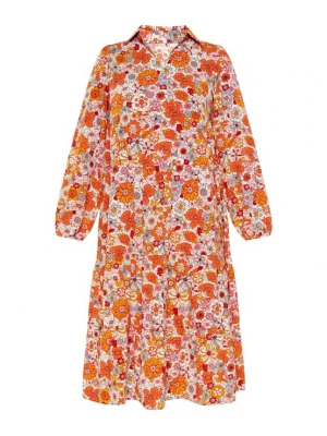 Foto van product usha FESTIVAL Jurk 'Casual' duifblauw / oranje / rosa / wit