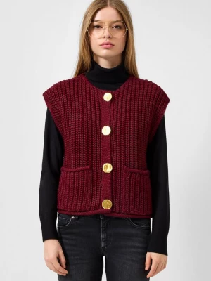 Foto van product Gebreid vest met goudkleurige knopen QS rood
